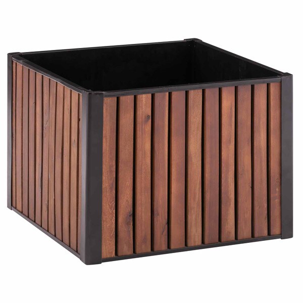 Grapevine Slat Wood square planter